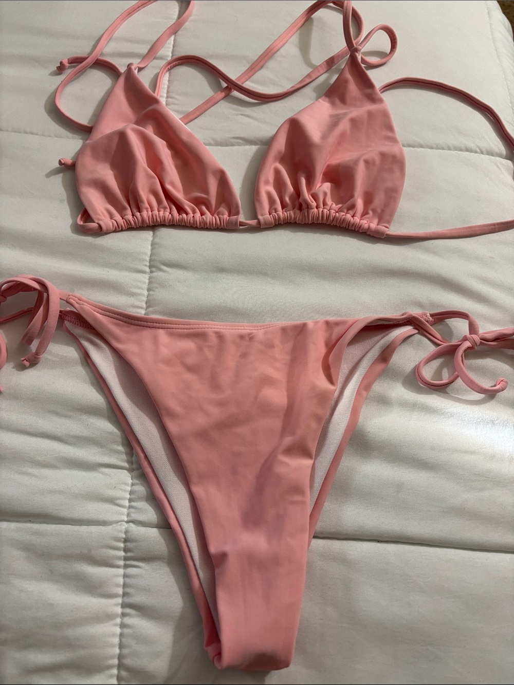 Pink Triangle String Bikini Set